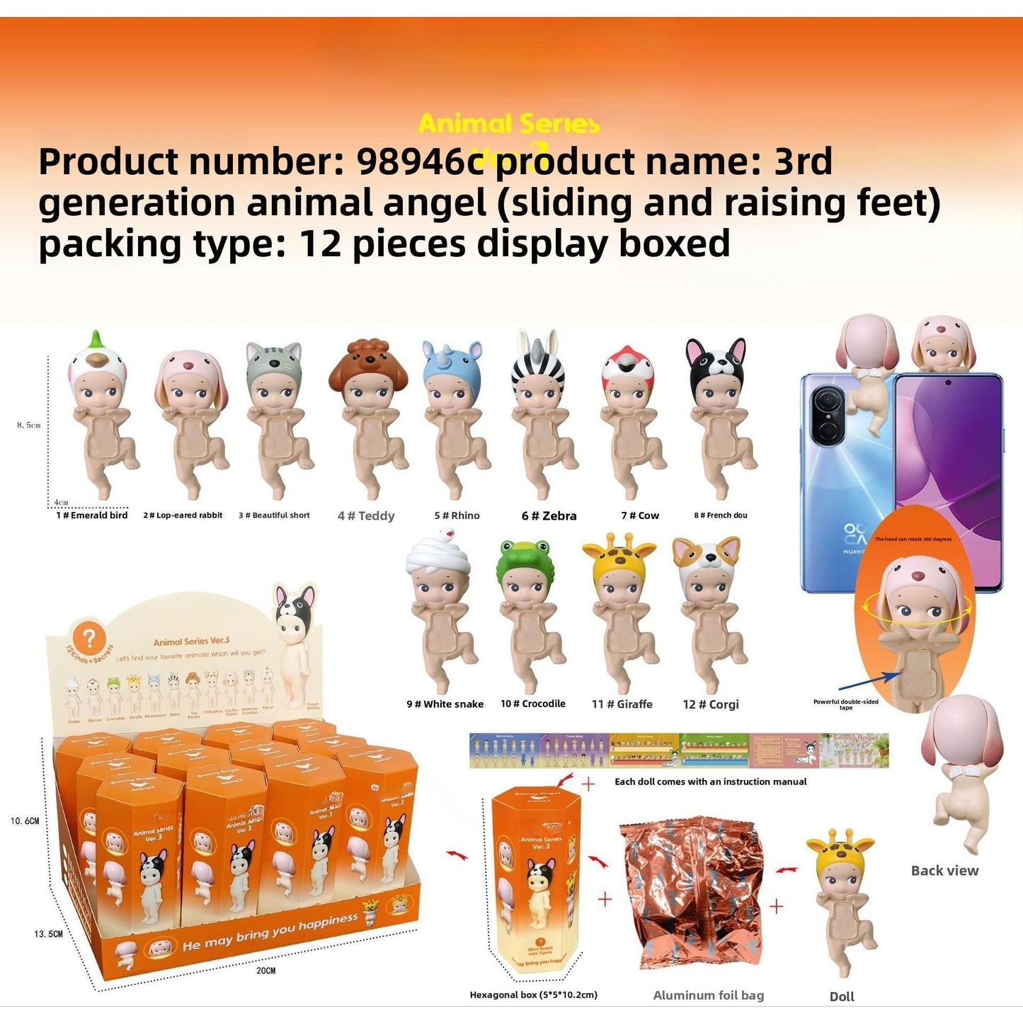 Angel Resting Pose Blind Box – Sonny Bug's Word Series,Kawaii Desk Decor Figure,Cute Cupid Desk Ornament & Phone Decoration Anime-Style Collectible Figure Toy Gift