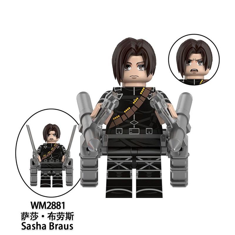 Scout Regiment Brick Minifigure Set – Mikasa, Levi, Armin & Hange Giant Hunter Building Blocks, Anime Gift