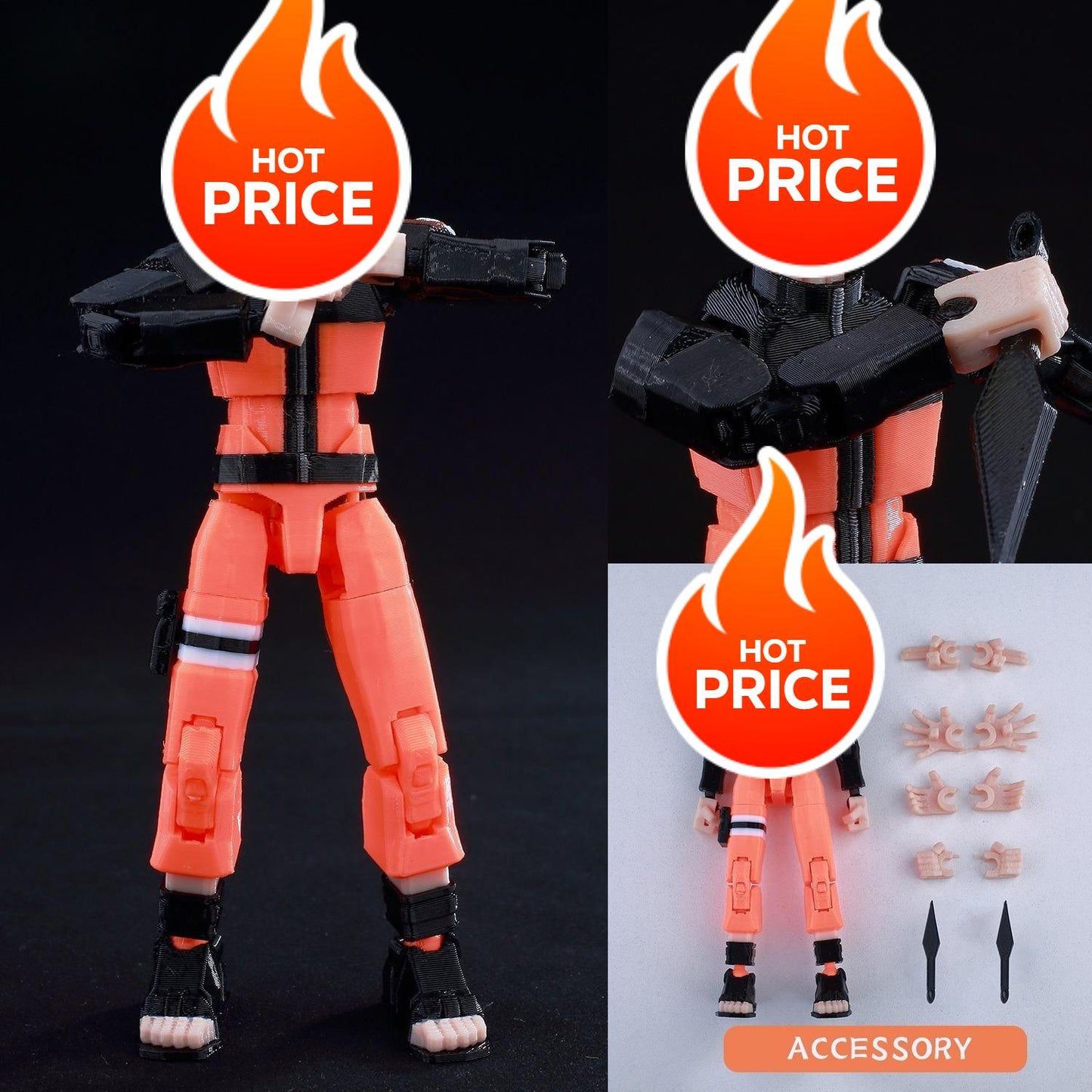 3D Printed Multi-Jointed Action Figure – Demon SlayerTanjiro Inspired Poseable Anime Model, Movable Collectible Gift