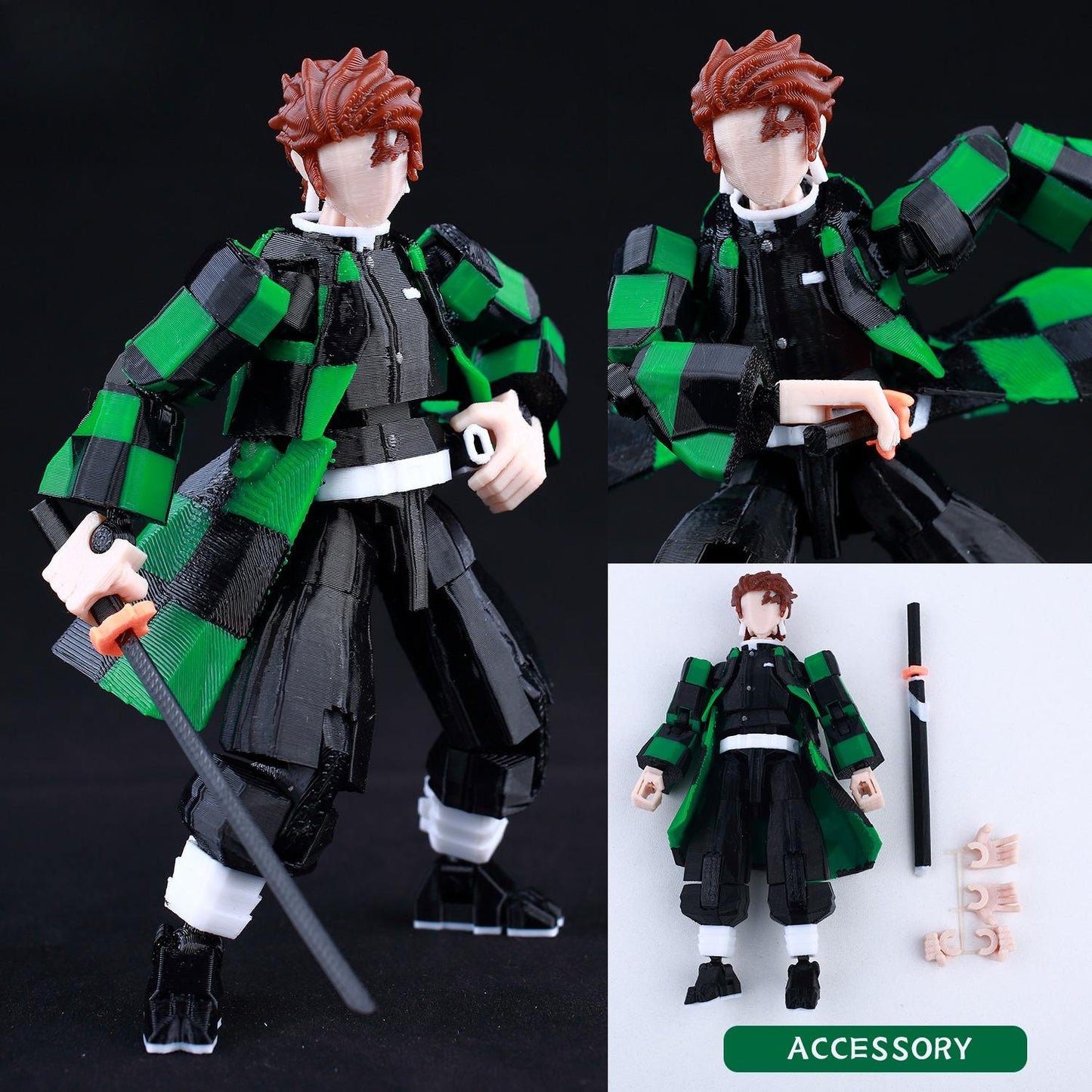 3D Printed Multi-Jointed Action Figure – Demon SlayerTanjiro Inspired Poseable Anime Model, Movable Collectible Gift