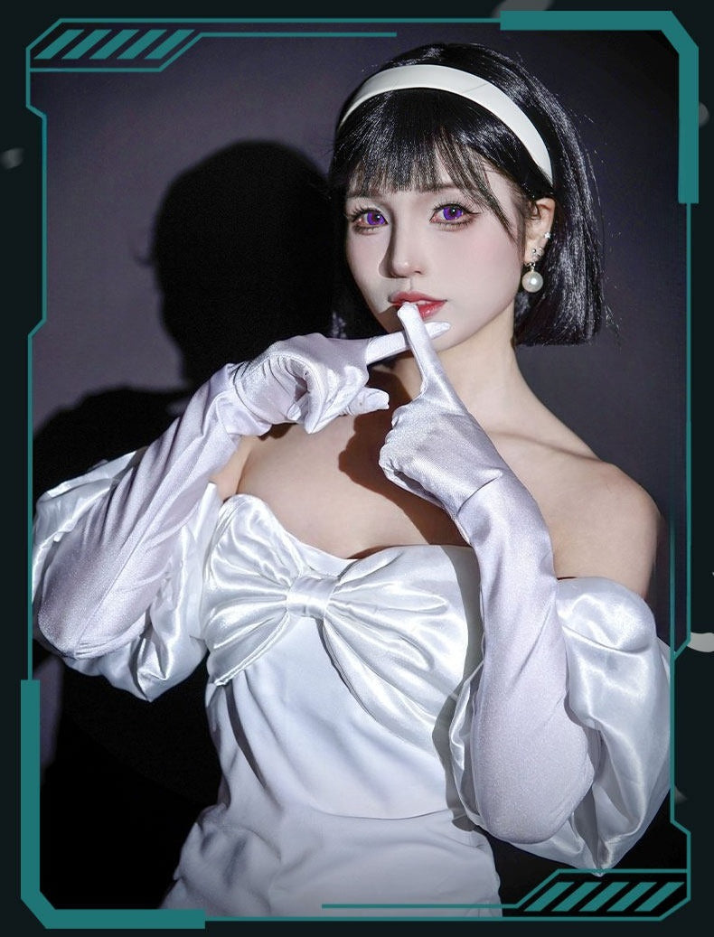 Alien Stage Sua Cosplay Costume & Wig Set - Round 1 Sweet Dream Performance Dress - ALNST Black with Layered Teal Under-Dye Bob Wig Full Outfit
