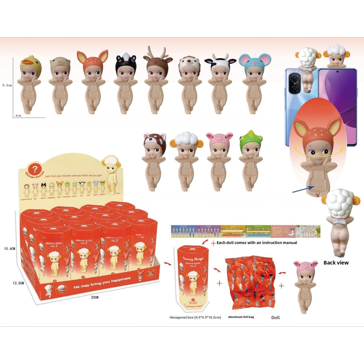 Angel Resting Pose Blind Box – Sonny Bug's Word Series,Kawaii Desk Decor Figure,Cute Cupid Desk Ornament & Phone Decoration Anime-Style Collectible Figure Toy Gift