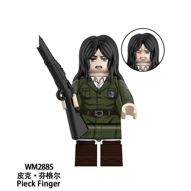Scout Regiment Brick Minifigure Set – Mikasa, Levi, Armin & Hange Giant Hunter Building Blocks, Anime Gift