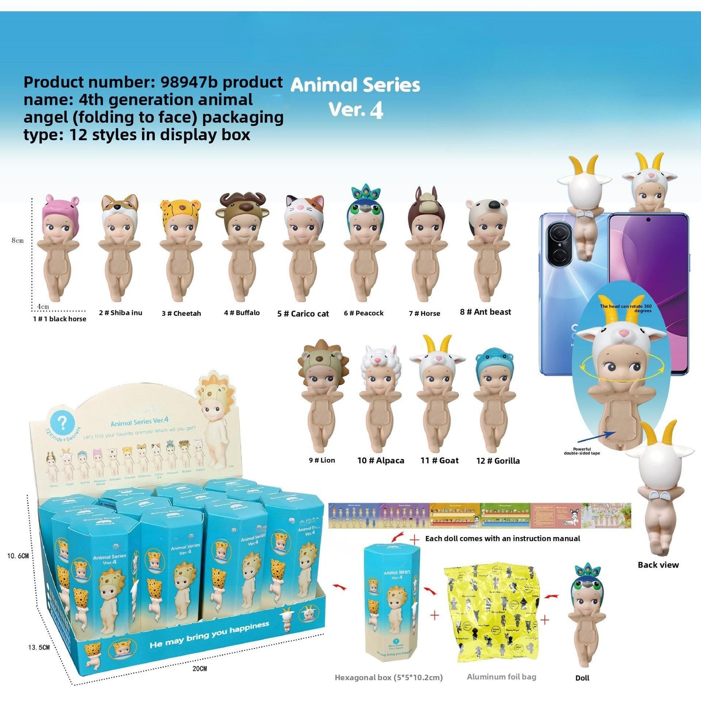 Angel Resting Pose Blind Box – Sonny Bug's Word Series,Kawaii Desk Decor Figure,Cute Cupid Desk Ornament & Phone Decoration Anime-Style Collectible Figure Toy Gift