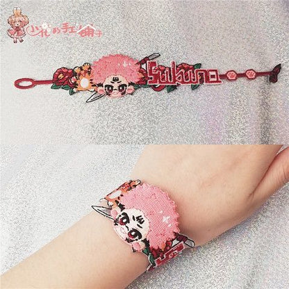Jujutsu Kaisen Chibi Embroidered Bracelet - Sorcerer Adjustable Wristband