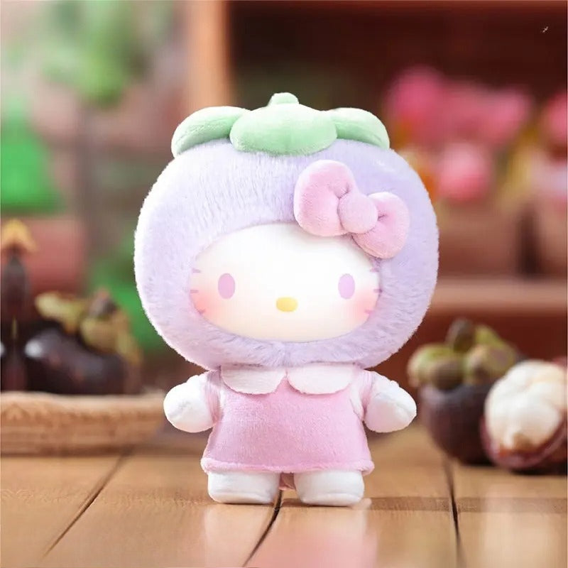 Limited Edition Hello Kitty Fruity Orchard Blind Box - Vinyl Face Plush Doll Keychain - Interchangeable Dress Up Toy Surprise Mystery Box Kawaii Bag Charm Pendant Gift