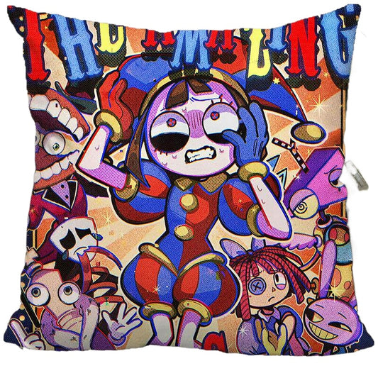 The Amazing Digital Circus Throw Pillow Cases - TADC Pomni & Jax Decorative Cushion Covers - Soft HD Print Pillowcases for Sofa & Bedroom Decor - Multiple Styles