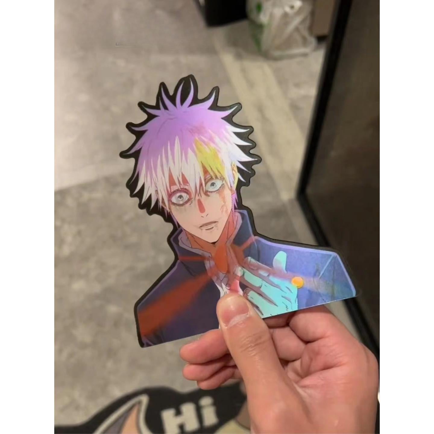 Jujutsu Kaisen Satoru Gojo 3D Gradient Sticker – Anime Holographic Decal for Car, Phone & Creative Gifts