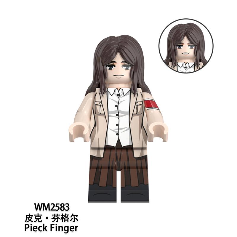 Scout Regiment Brick Minifigure Set – Mikasa, Levi, Armin & Hange Giant Hunter Building Blocks, Anime Gift
