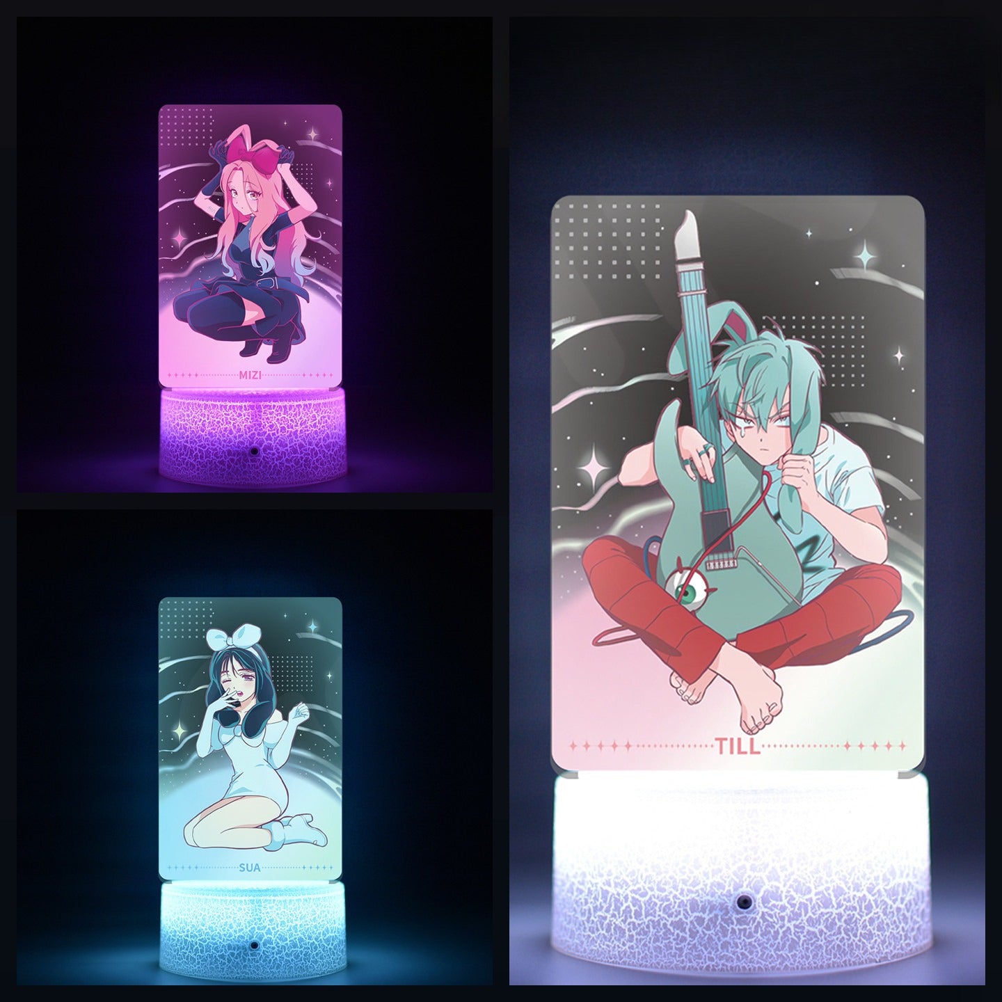 Alien Stage 3D LED Illusion Night Light - 16-Color Remote Control Acrylic Lamp - ALNST Till Mizi Ivan Stage Performance & Cute Onesie Desk Mascot