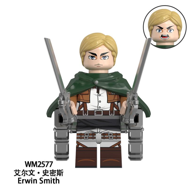 Scout Regiment Brick Minifigure Set – Mikasa, Levi, Armin & Hange Giant Hunter Building Blocks, Anime Gift